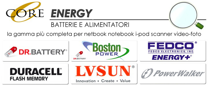 Batterie e alimentatori per notebook, scanner, pda, fotocamere e videocamere