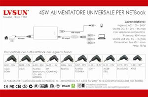 Alimentatore universale per NetBook 45W