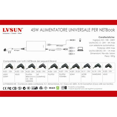 Alimentatore universale per NetBook 45W
